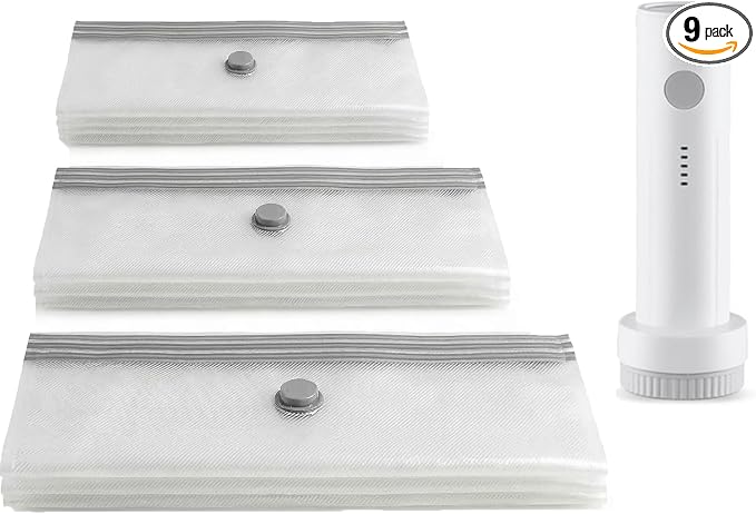 Travel Vac Pro, Vacuum Storage Bags With Electric Pump For Travel, Space Saver Bags For Clothes, Blankets, Bedding, And Seasonal Home Organization(15 Bags + Pump) by uphrgmd