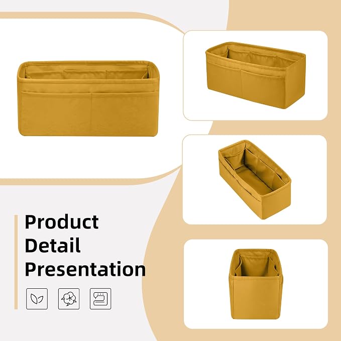 DGAZ Silk Purse Organizer Insert for Birkin Bag(Jaune amber,BK50) | Soft and Lightweight,Perfect Fit,Multi-pocket Storage,Bag Protector,Luxury Bag Care,Handmade,for Smooth Bag Organizer - Image 7