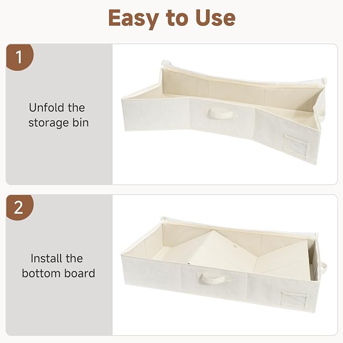 StorageWorks Under Bed Storage Containers - Large Underbed Storage with Handles and Label Holder, 2 Pack Ultra-thick Fabric Underbed Bins, Closet Organizer for Clothes, Blankets, Sweater - Image 7