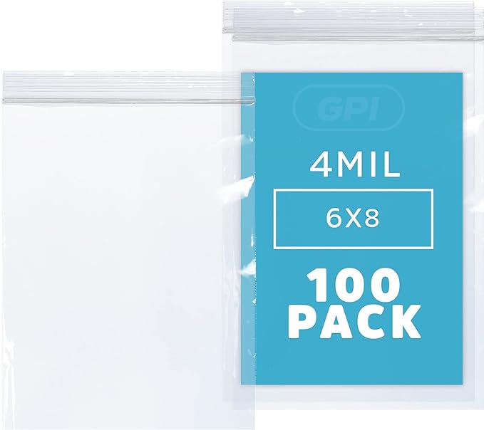 6" x 8" Heavy-Duty Zip Bags - 1000 Count - Clear Plastic Reclosable Zipper Baggies, 4 Mil Thick Freezer Storage Poly Bags with Resealable Zip Top Lock for Packaging Food, Tools & Sharp Objects. by GPI
