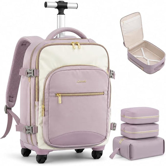 LOVEVOOK Rolling Backpack with Wheels, Carry On Luggage for Women by LOVEVOOK