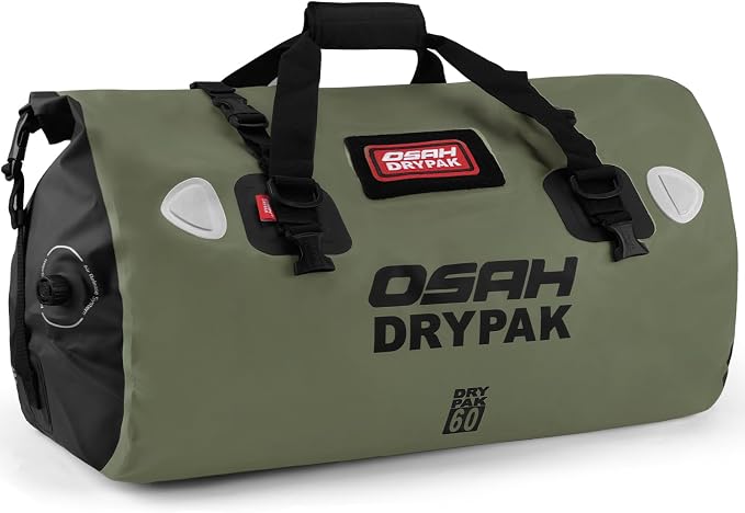 OSAH DRYPAK Waterproof Duffel Bag - Motorcycle Dry Bag Tail Bag with Large Storage Space, Waterproof Luggage Duffle Bags with Outer Mesh Zipper Pocket for Camping, Kayaking, Fishing & Traveling by OSAHDRYPAK