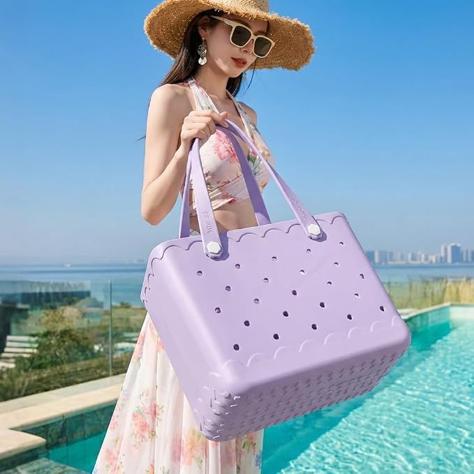 Rubber Beach Tote Bag Waterproof Tip-Proof Outdoor Tote Bag for the Beach Boat Pool Sports - Image 3