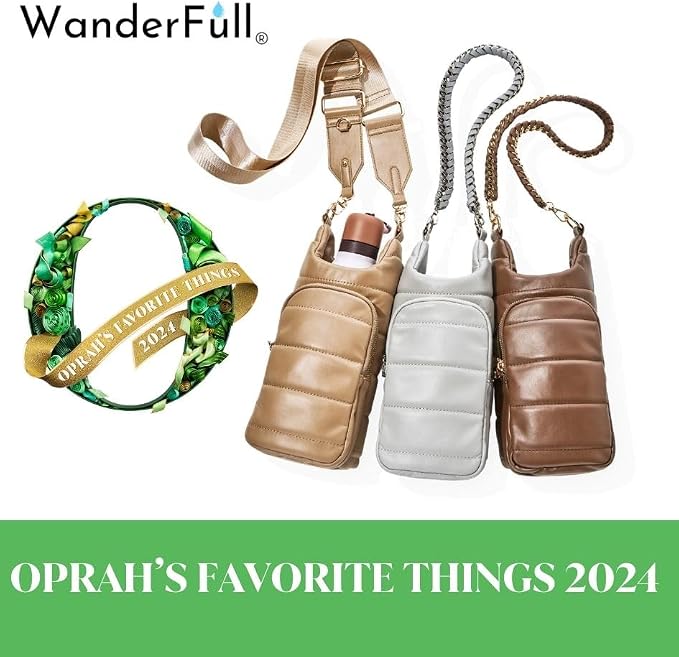 WanderFull® Original HydroBag® Luxury Vegan Leather, Oprah’s Favorite Things 2024, Water Bottle Holder with 2 Straps - Image 9