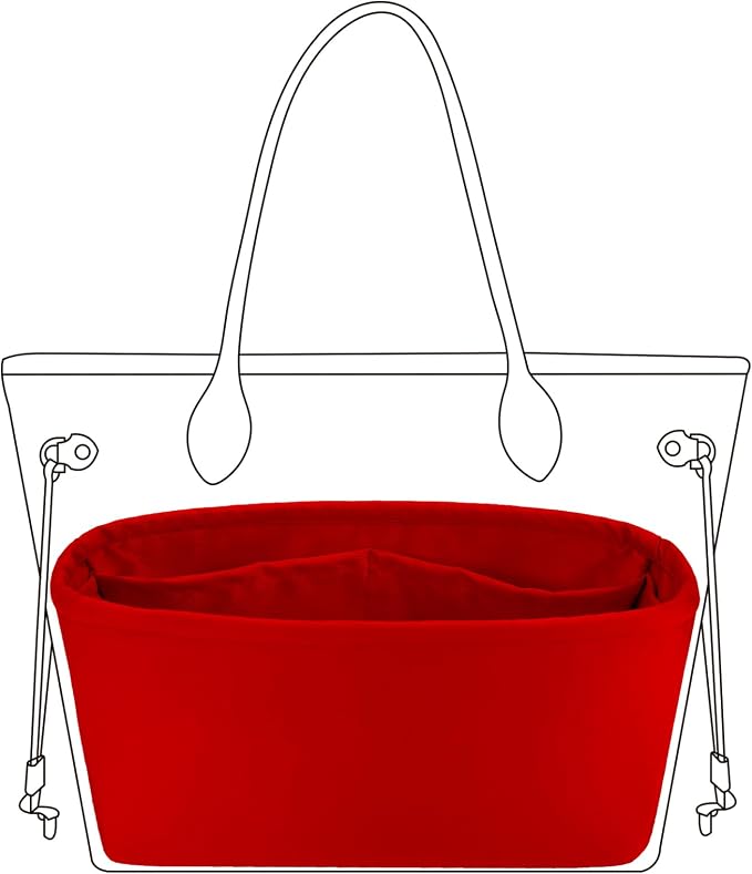 DGAZ Purse Organizer Insert Fits Neverfullbag BB/PM/MM/GM，Silk Bag Organizer，Luxury Handbag & Tote Shaper(Rouge moyen,BB) by DGAZ