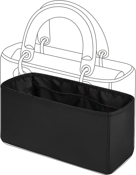 DGAZ Silk Purse Organizer Insert For Lady-Dior Micro/Mini/S/M/L bags，Silky Smooth Bag Organizer，Luxury Handbag & Tote Shaper（Black，Mini） | Soft and Lightweight,Perfect Fit,Multi-pocket Storage,Bag Protector,Luxury Bag Care,Handmade,for Smooth Bag Organ... by DGAZ