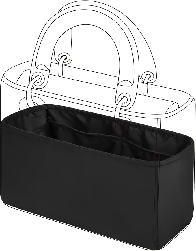 DGAZ Silk Purse Organizer Insert For Lady-Dior Micro/Mini/S/M/L bags，Silky Smooth Bag Organizer，Luxury Handbag & Tote Shaper（Black，M） | Soft and Lightweight,Perfect Fit,Multi-pocket Storage,Bag Protector,Luxury Bag Care,Handmade,for Smooth Bag Organizer by DGAZ