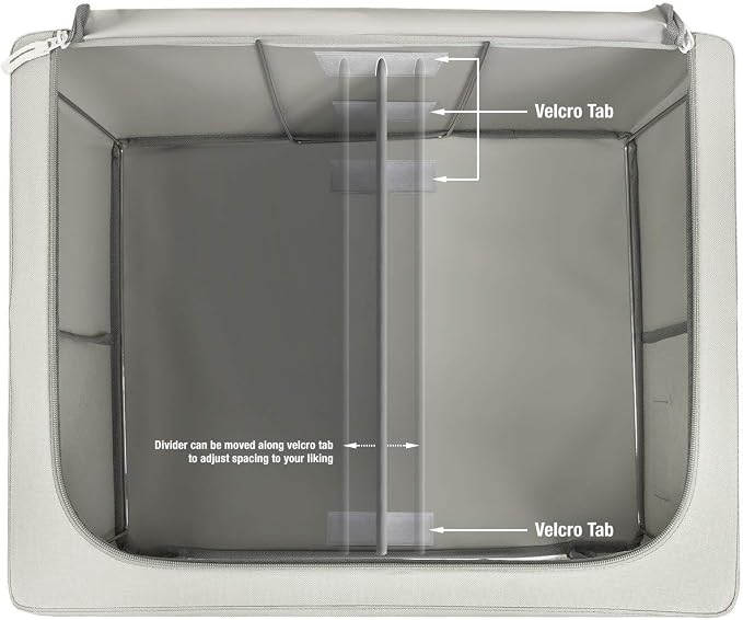 Sorbus Storage Bins with Divided Interior - Large Stackable & Foldable Organizer Containers with Metal Frame, Oxford Fabric, Large Window & Carry Handles - Organization for Bedroom, Linens & Clothes - Image 7
