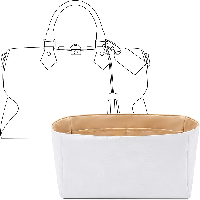 Tote Bag Organizer Insert for LV Soft Speedy Dark Handbag,Custom Fit Inside Premium Vanile Lightweight WaterResistant Purse Insert with Cup Holder Accessories by FANJIProject