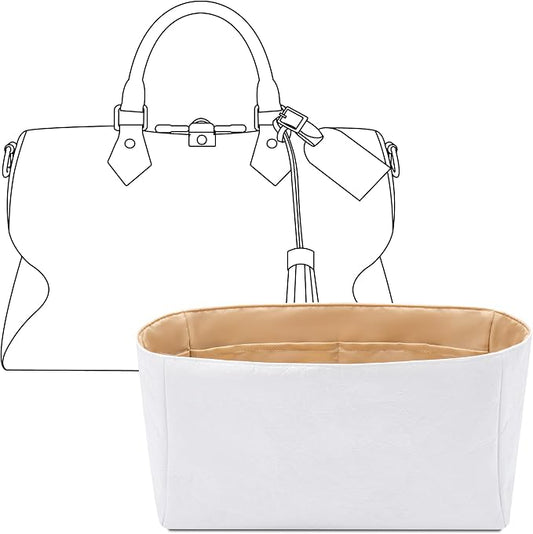 Tote Bag Organizer Insert for LV Soft Speedy Dark Handbag,Custom Fit Inside Premium Vanile Lightweight WaterResistant Purse Insert with Cup Holder Accessories by FANJIProject