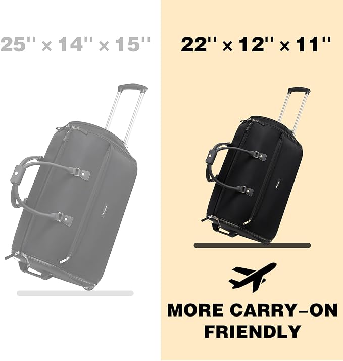Modoker Rolling Garment Bags, 22in Garment Duffle Bag with Wheels, 3 in 1 Garment Suit Luggage Bag, More Carry-On Friendly for Business Travel Weekender - Image 2