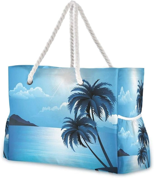 senya Large Beach Shoulder Bags Canvas Tote Water Resistant for Gym Travel Daily by senya
