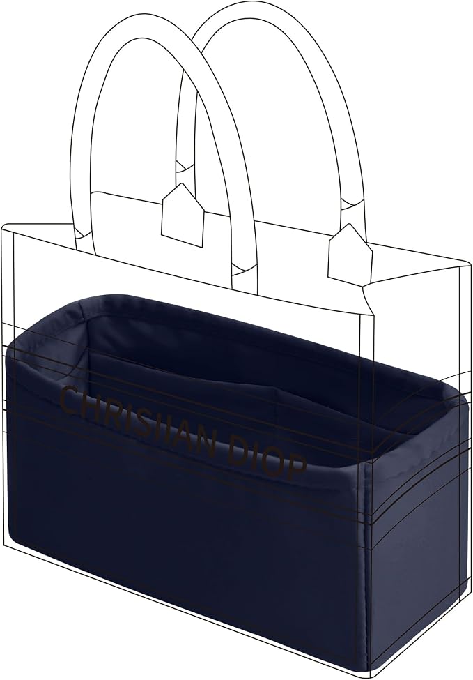 DGAZ Silk Purse Organizer Insert Fits Dior Book Tote mini/S/M/L，Silky Smooth Bag Organizer，Luxury Handbag & Tote Shaper（Treasure blue，BT-S） by DGAZ