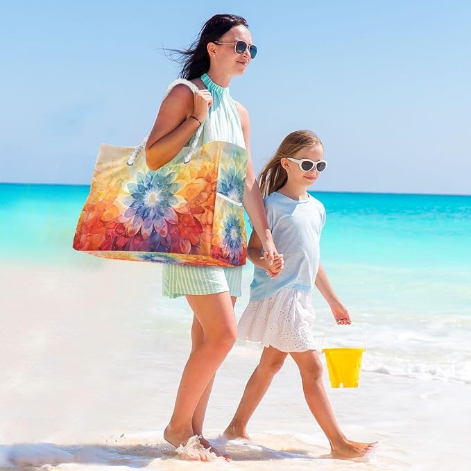 senya Large Beach Bags Totes Swim Canvas Tote Shoulder Bag Water Resistant Bags for Gym Travel Daily - Image 2