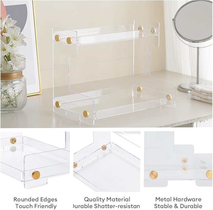 Bathroom Counter Organizer 2-Tier Bathroom Organizer Countertop Cosmetics Organizer Vanity Storage Shelf Rack for Bathroom Bedroom Kitchen - Image 4