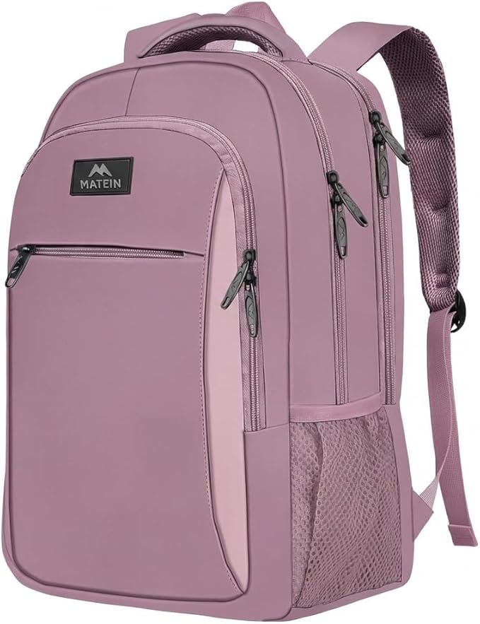 MATEIN Dark Purple Personal Item Backpack, Underseat 15.6 Inch Laptop Bag | Water Resistant Sturdy, Slim Daypack for College, Luggage Strap, Anti Theft, Gifts for Women, Dark Purple by MATEIN