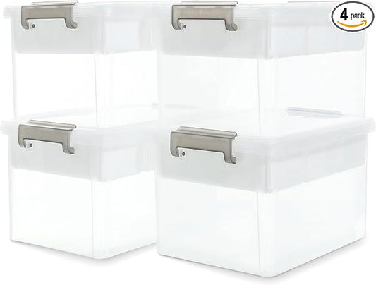 Citylife 17QT 4Packs Clear Craft Organizers and Storage Box with Tray | Stackable Art Supply Organizer Storage Bins with Lids for Beads, Markers, Sewing, Tools, Files, Office Supplies, Made in USA by CITYLIFEHomeOrganization