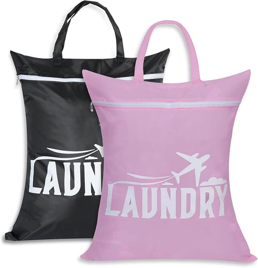 HOTUT Travel Dirty Clothes Bag, 2PCS Waterproof Dry Wet Bag with Zipper, 54×41cm Foldable Laundry Bag, with Handle, Laundry Bag for Gym, Swimming, Home, Travel by HOTUT