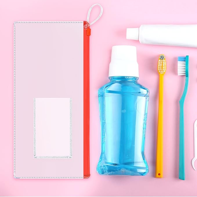 Timgle 800 Pcs Dental Zipper Pouches Dental Bags for Patients Bulk with Business Card Holder Clear Toothbrush Pouch Plastic Pencil Pouch for Students Teacher Prizes, Color Random - Image 4