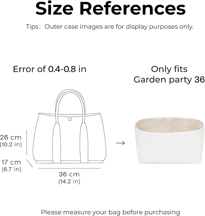 Tote Bag Organizer Insert for HERMES Garden Party 36 Handbag,Custom Fit Inside Premium Craie Lightweight WaterResistant Purse Insert with Cup Holder Accessories - Image 2