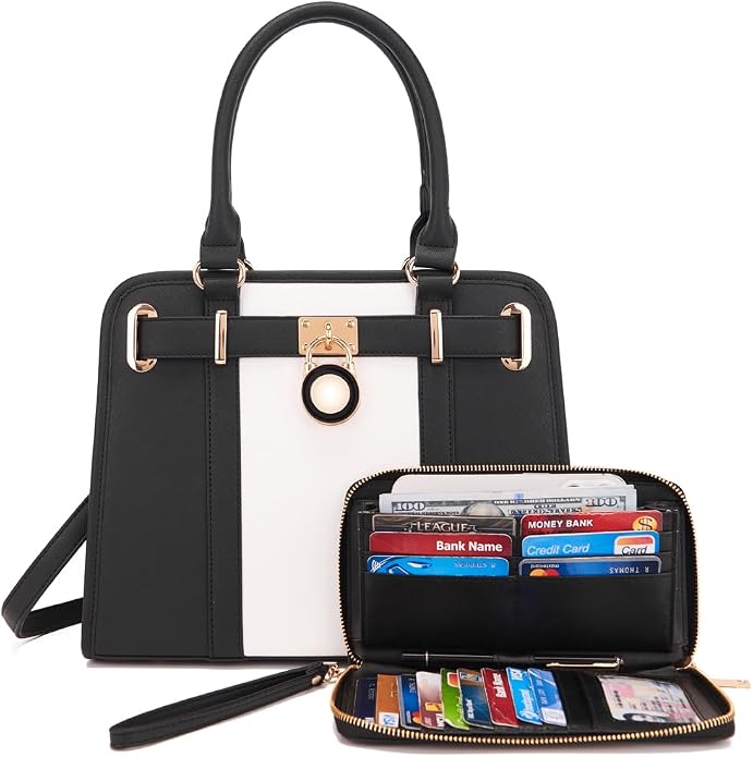 Qiyuer Structured Satchel Tote Handbags Set Women Purses with RFID Wallet | Premium, Sturdy, Spacious, Chic for Daily & Work, Vegan PU Leather, Multi-way Carry, Large Capacity RFID Wallet, Ideal Gift - Image 6