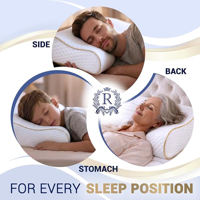 Memory Foam Pillow, Cervical Pillow (2 Pack) 4-Layer Queen, Contour Pillow, Side Sleeper, Neck Support, Pillow for Neck Pain - Image 7