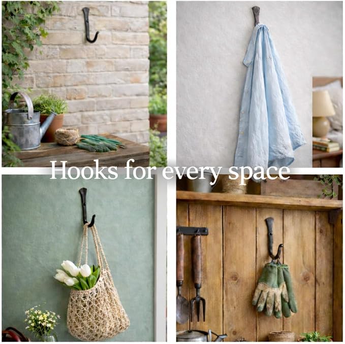 CRUIFU Wall Mount Coat Hooks – Handmade Wrought Iron J-Hooks with Screws & Wall Anchors for Kitchen, Bedroom, Bathroom - Single Prong Door Hooks for Hanging Towels Bags Hats (Set of 3, Straight) - Image 6