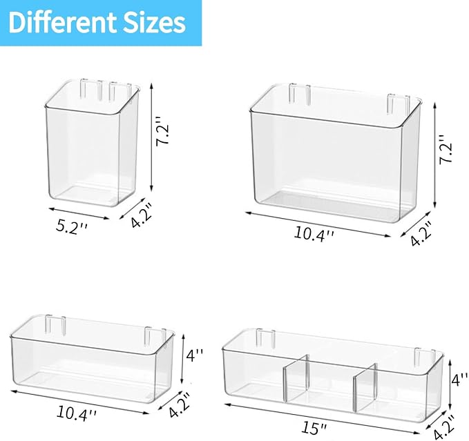 Adhesive Mount Storage Organizer Container Basket Bins, Plastic Over Cabinet Door Organizer, Pantry Wall Organization, Bathroom Organizer, Space Saving Holder for Sandwich Bags-4 Pack - Image 6