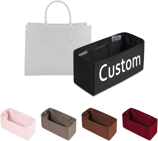 Organizer Insert for Onthego, Satin Purse Organizer for Luxury Bag, Lightweight and Soft Purse Dividers for Woman Handbags, Multiple Pockets with Organized Capacity (Custom Color) by KINGSINBAG