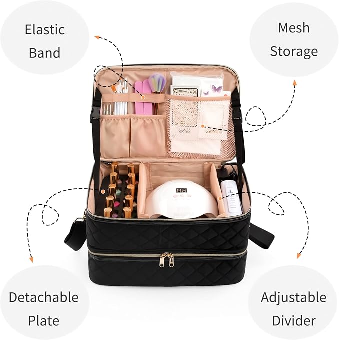 Ethereal Nail Polish Organizer Case Holds 50+ Bottles (15ml/0.5 fl.oz) Nail Lamp, Gel Polish Travel Case Bag for Nail Suppiles, Gift for Manicurist, Girls - Image 3