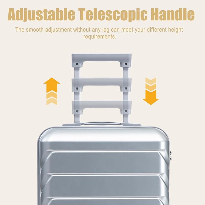 20 Inch ABS Hard Shell Travel Checked Luggage With Combination Lock, Sliver - Image 6