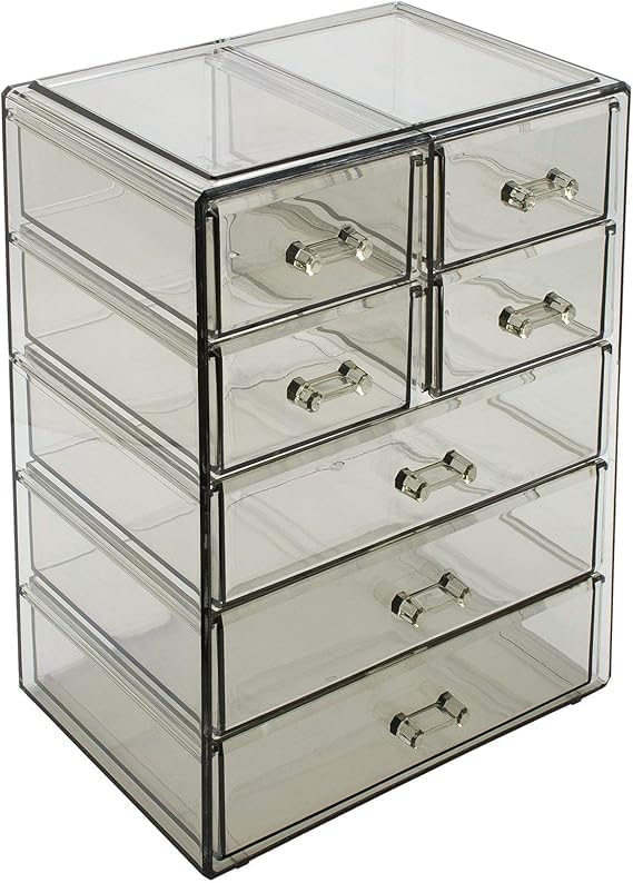 Sorbus Acrylic Makeup Organizer Set, 7-Drawer Vanity & Countertop Cosmetic Storage with Small & Wide Drawers, Black Jewel Makeup Storage for Brushes, Lipsticks, Jewelry, Holiday Gift for Women & Teens - Image 8