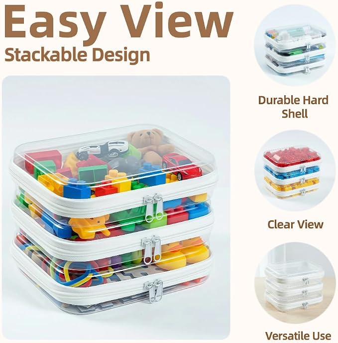 6-Pack Medium Clear Hard Shell Zipper Pouches, Clear Zipper Bags, Hard Case Pouches for Purse & Diaper Bag Organizer, and Travel Essentials (6M) - Image 5