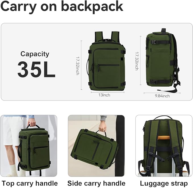 Carry On Travel Backpack Flight Approved Laptop Backpack for Women Men | Personal Item Travel Bag, Casual Weekender Daypack with Wet Pocket for Business, Hiking - Image 6
