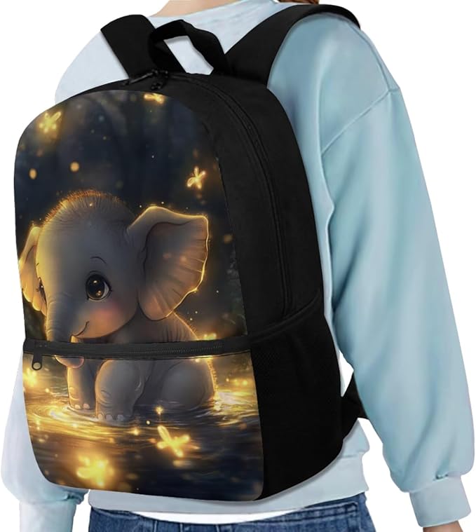 Cute Elephant Backpack for Kids Girls Backpack with Lunch Box Water Bottle Carrier and Zipper Pencil Case 4PCS Set Sturdy Bookbag with Front Pocket 17 inch Lightweight Elementary School Bag - Image 2