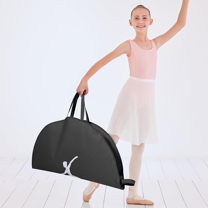 KEEGH Girls Tutu Garment Bag 35 Inch Ballet Tutu Bag, Foldable Dance Costume Garment Bag for Hanging Clothes, Pancake Dance Bag for Dancers with Handle Strap for Travel or Storage, Black - Image 6