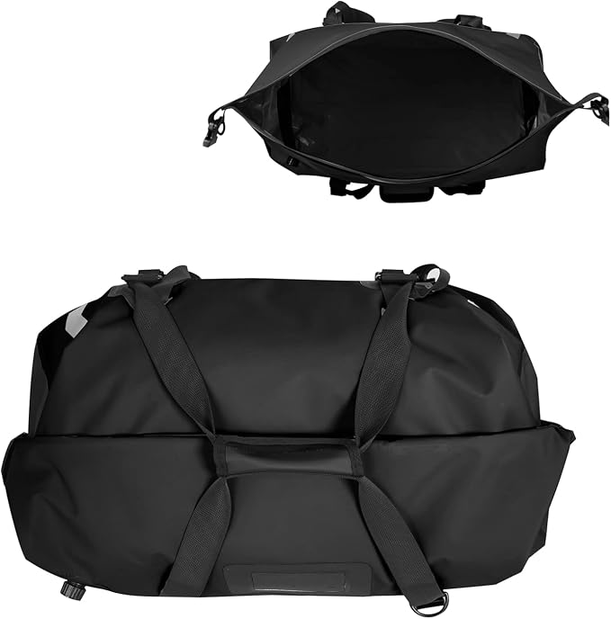 Waterproof Duffel Bag for Men/Women, Roll-top Dry Backpack Duffel Bag with Quick-fixed Straps, Motorcycle Tail Saddle Bag for Motorcycling, Rafting, Boating, Kayaking, Travel, 66L-Black - Image 6