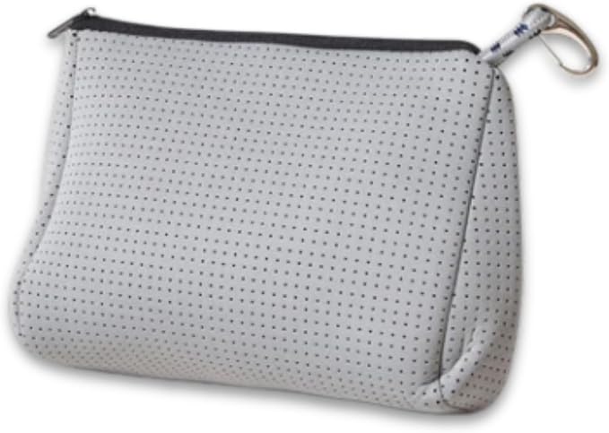 POPUPS Brand Large Makeup Bag with Zipper - Neoprene Machine Washable Travel Toiletry Cosmetic Organizer Pouch for Women (Basic Stone Grey) by POPUPSBrand