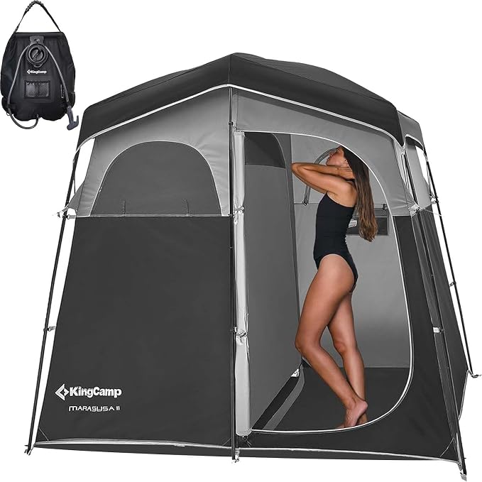 KingCamp Shower Tent, Portable Privacy Tent Outdoor Camping 1/2 Room Toilet Tents with Shower Bag & Dressing Room for Beach, Camping & Hiking by KingCamp