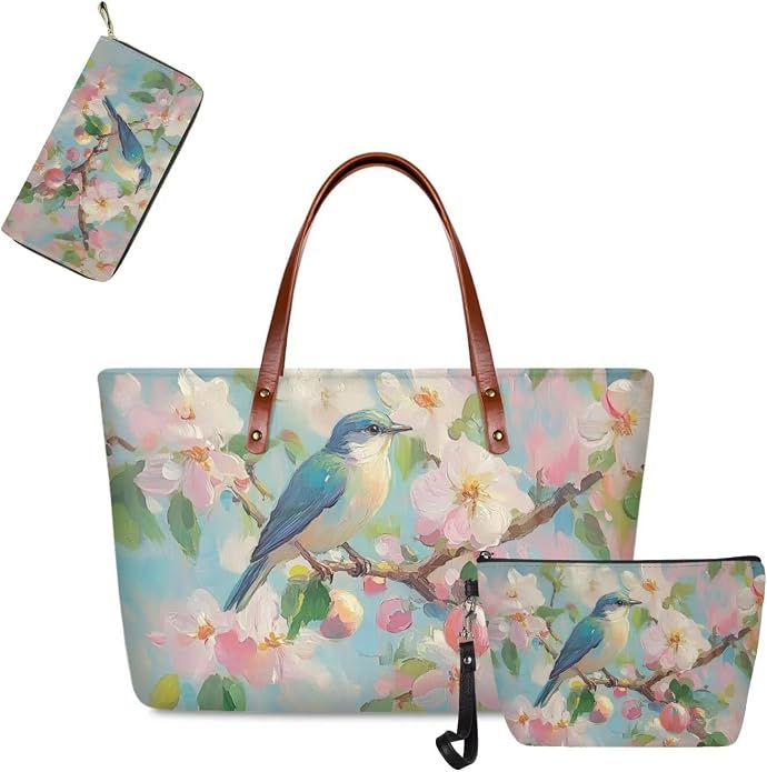 GIFTPUZZ Women Tote Bag Women Wallet Portable Cosmetic Bag for Women Bag Set 3 Pack PU Leather Bags with Zipper - Image 4
