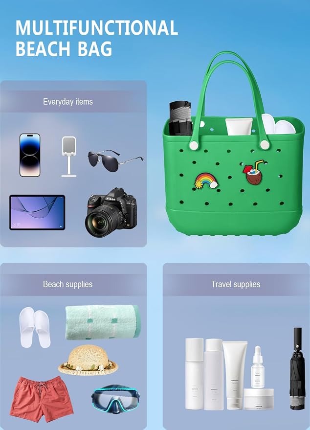 Baonat Beach Bag Rubber Tote Bag - Waterproof Travel Bag for Women Washable Tote Bag Handbag for Sports Beach Market Pool - Image 7