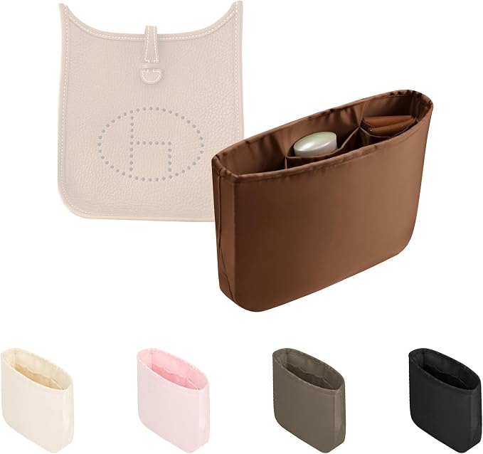Purse Organizer Insert for Luxury Bag - Satin & Lightweight Fabric with Inside Pockets, Portable for Commute, Travel, Shopping, and Evening, Multicolor Options, Fits Evelyne 23(Gold, 23) by KINGSINBAG