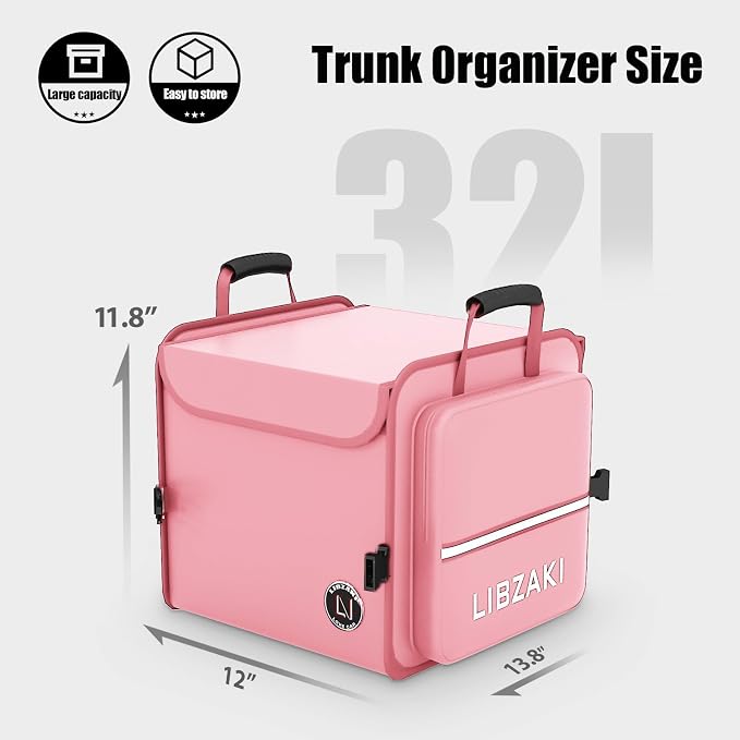 LIBZAKI Car Trunk Storage Organizer, Collapsible Trunk Storage Box for Car Truck SUV-Pink - Image 6
