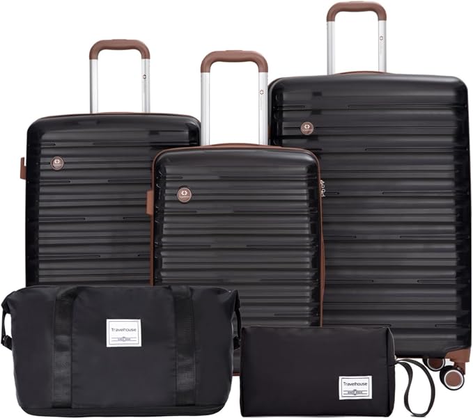 Travelhouse Luggage Sets 5 Piece with Double Spinner Wheels,PP Hardside Suitcase Sets with TSA Lock,Carry On Luggage Set with Travel Duffle Bag for Women and Men by Travelhouse