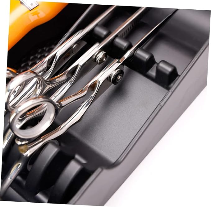 Stylist Tool Box Organizer,Clipper Professional Station Salon Clippers Portable Notches with Scissors Storage Case Organizer Tray Tools Hair for Barber Keeper Trimmer Holder Haircut Razor (Black) - Image 5