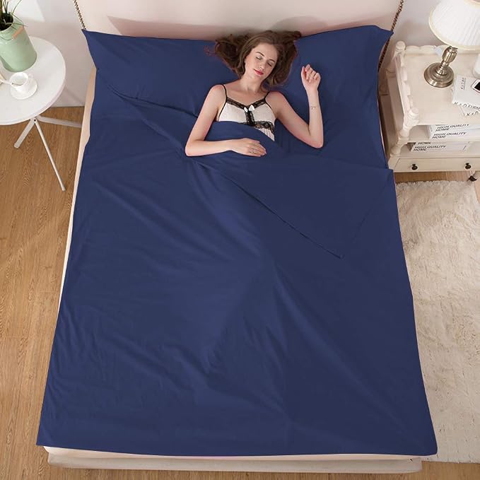 Lightweight Sleep Sack, Compact Sleeping Bag Liner Travel Sheets for Hotel | Soft Breathable Adult Sleep Sack, 4 Season Travel Sheet for Hostel Camping Backpacking Hiking, Machine Washable, 3 Sizes - Image 9
