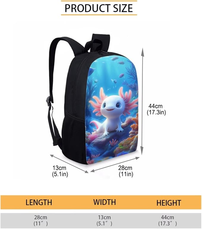Axolotl Backpack and Lunch Box for Girls 6-8 Ocean Bookbag for 3rd Grade Under the Sea Book Bag Lunchbox Pencil Case Watter Bottle Holder 4PCS Kids Back to School Elementary Schoolbag Set - Image 4