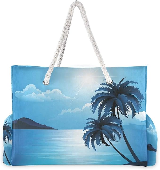 senya Large Beach Shoulder Bags Canvas Tote Water Resistant for Gym Travel Daily - Image 4