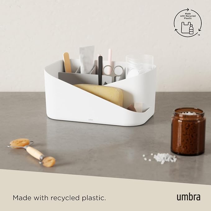 Umbra Glam Cosmetic Organizer, Versatile Storage Container With Removable Insert for Bathroom, Office and More, White - Image 6