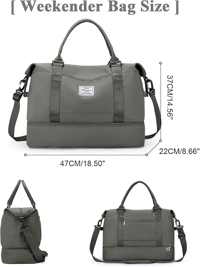Travel Duffel Bag with Shoes Compartment,Weekender Bags for Women Travel | Overnight Carry-On Bag with Toiletry Bag, For Spirit Airlines 18x14x8 Personal Item Bag - Image 3